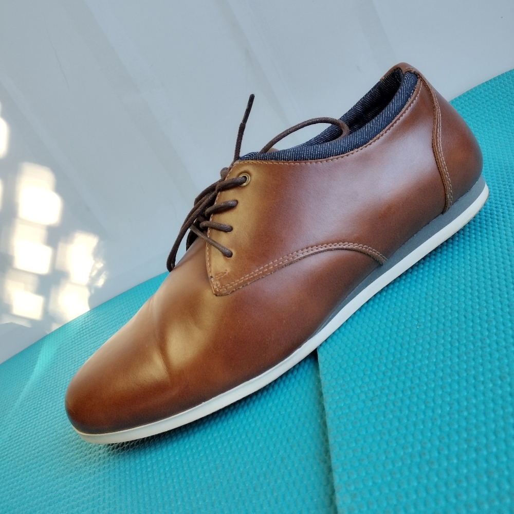 ALDO Englee Men's Oxford Lace Up Leather Dress Shoes Cognac 9.5